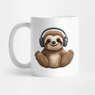 Cute Sloth Wearing Headphones Mug